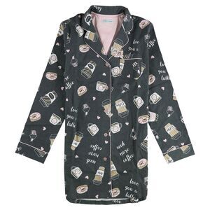 Star + Skye Womens Love You A Latte Pajama Shirt Dress, NWT